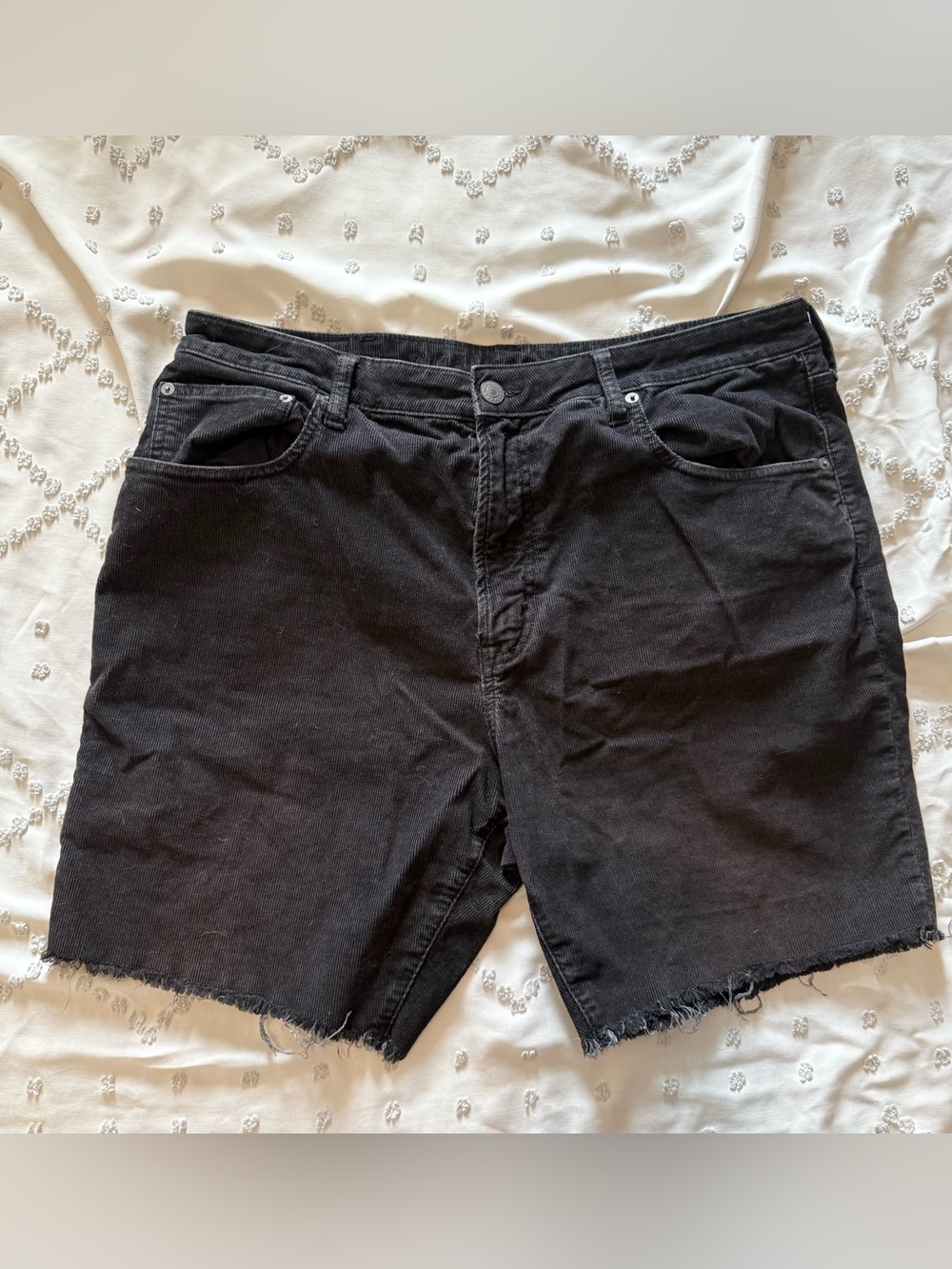 American Eagle Classic Black Corduroy Cutoff Shorts